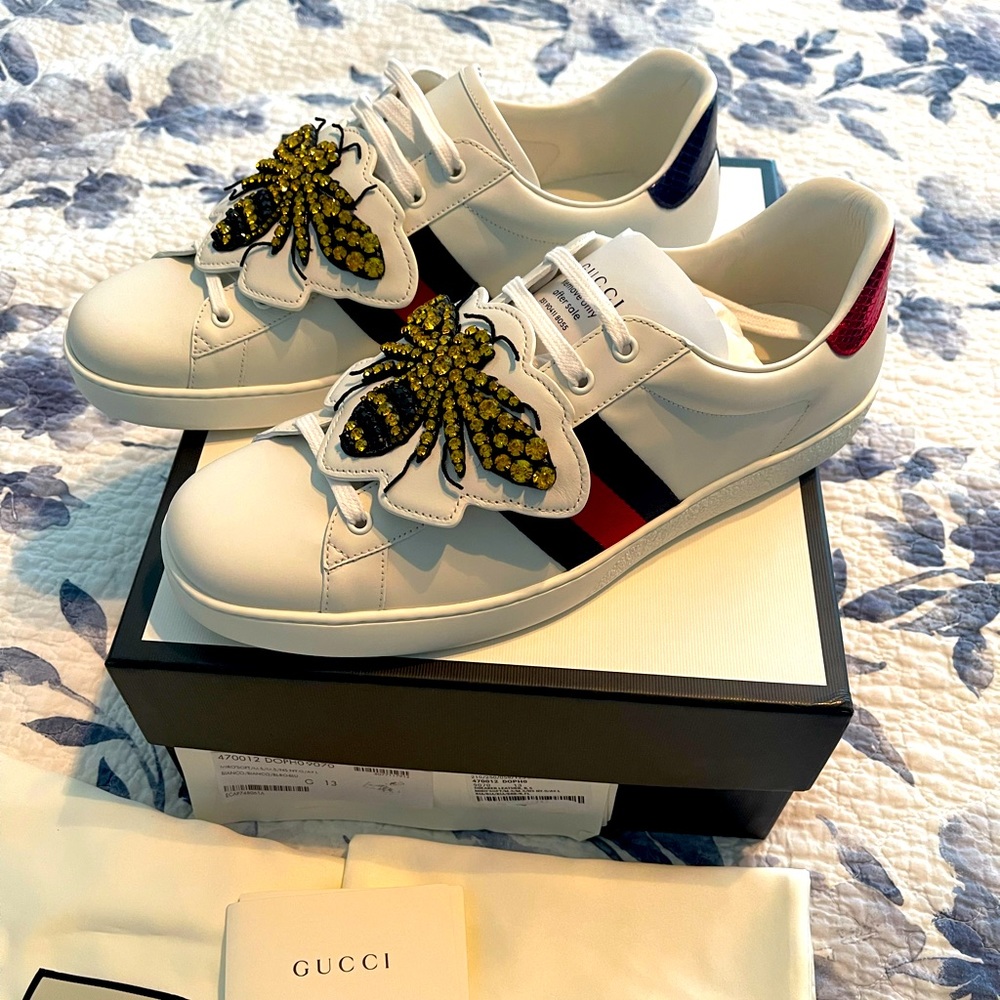 Gucci Ace Mens Sneakers ( Removable Patches) Size G13 US 14 Authentic